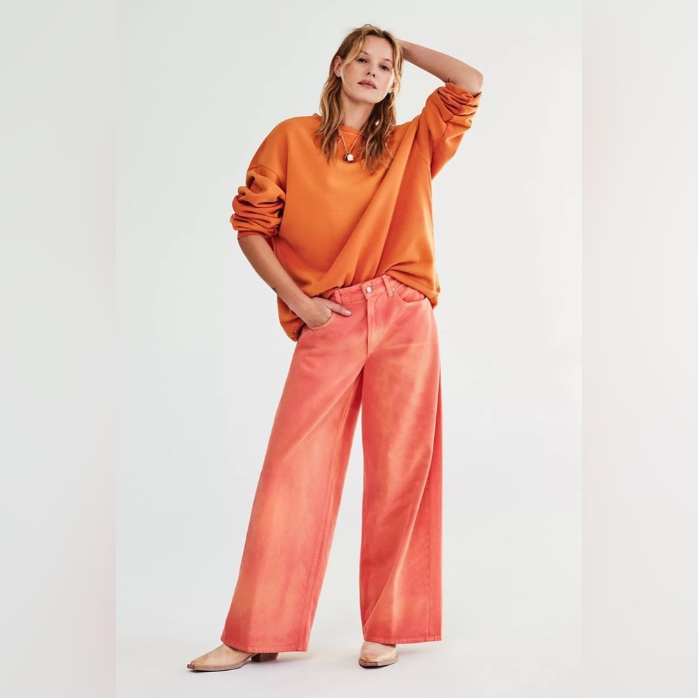 NWT We The Free Waterfalls Baggy Wide Leg Jeans - Oklahoma Sun, Size 28